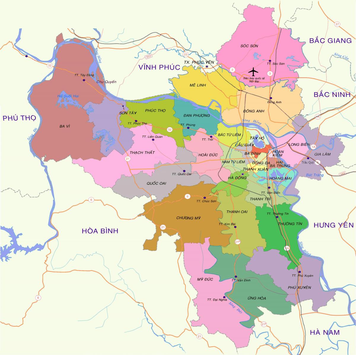 ನಕ್ಷೆ hanoi ಜಿಲ್ಲೆ